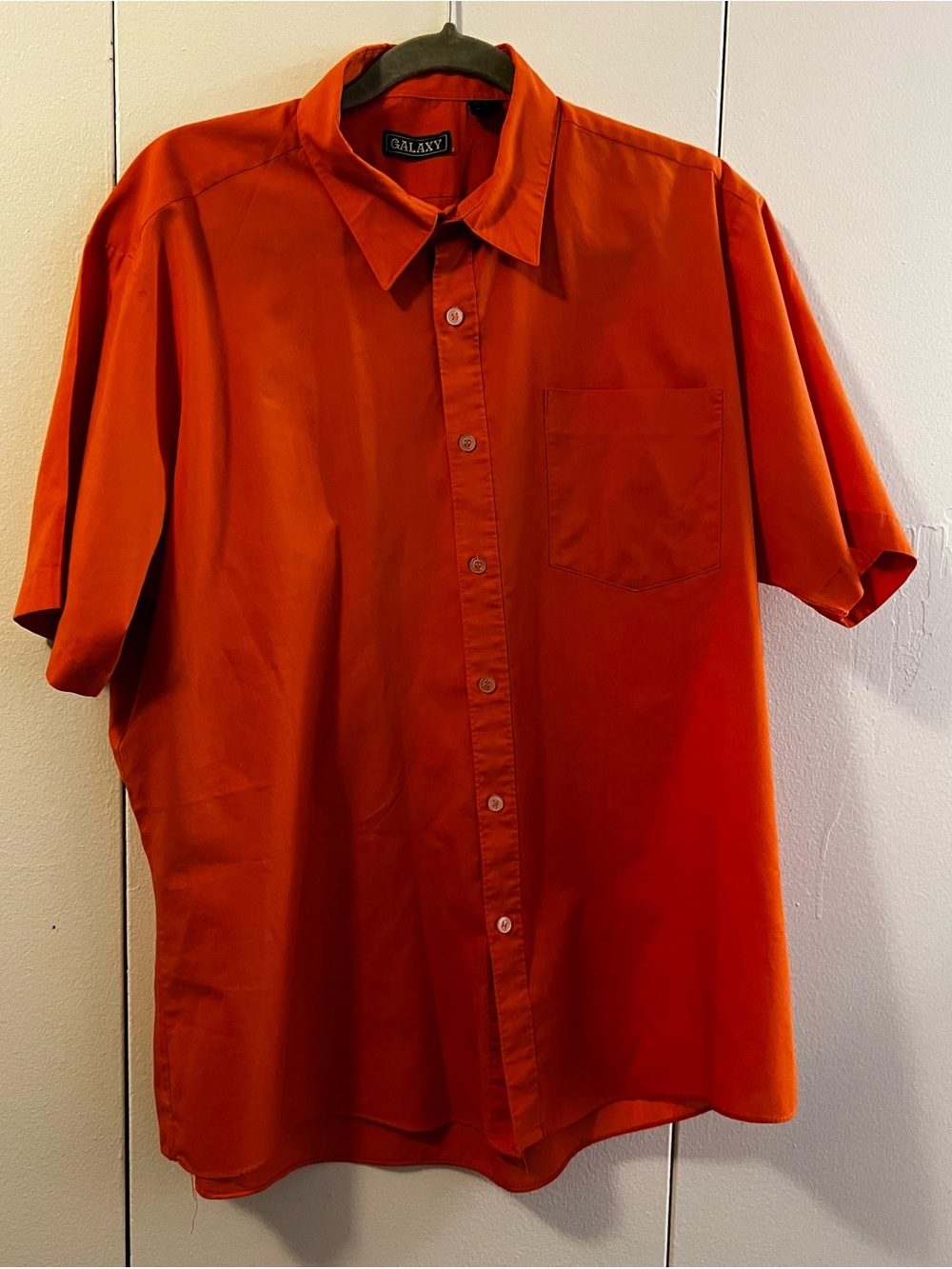 Galaxy Men's Short-Sleeve Button-Down Shirt - Orange (Size 17 1/2)